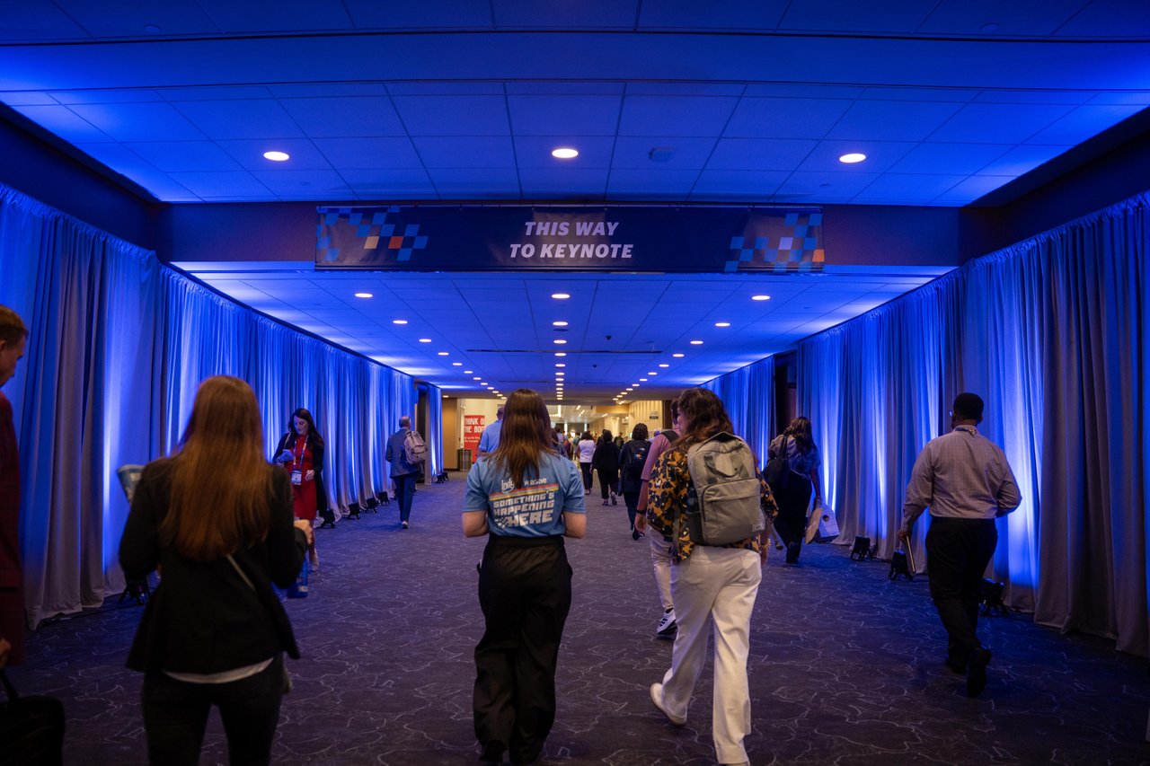 People walking in corridor