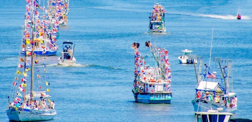 Shrimp boats in river