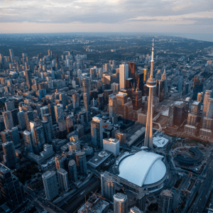 Aerial shot of Toronto cityscape