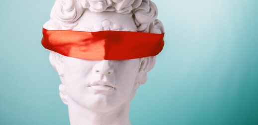 Blindfolded white bust