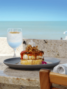 Food on plate at beach