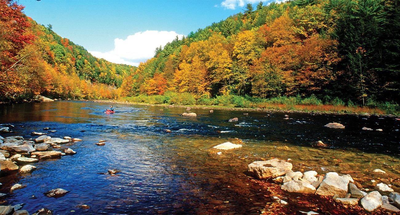 Person kayaking in the Poconos