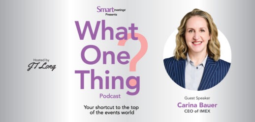 Carina Bauer next to What One Thing logo