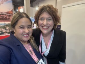 Two women smiling