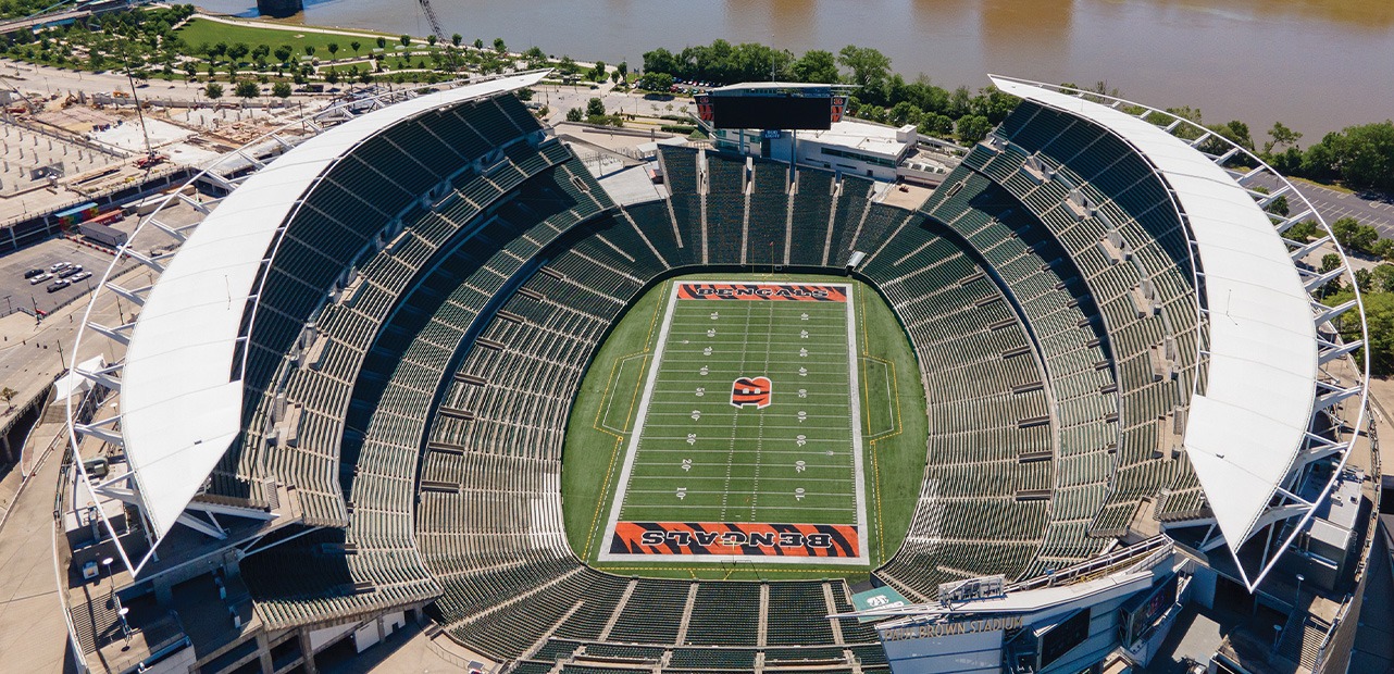 Aerial view of Paycor Stadium