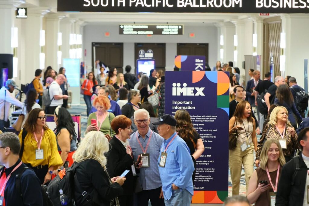 People walking around conference center