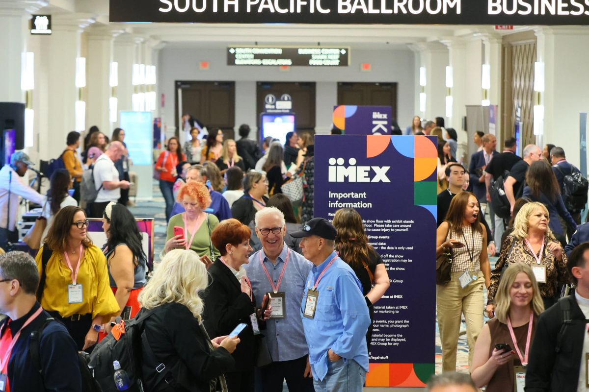 People walking around conference center
