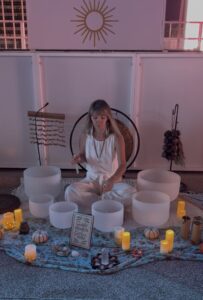 Woman doing sound bath