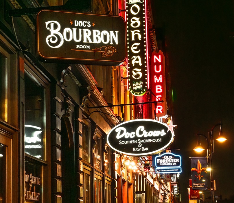 street of restaurants and distilleries