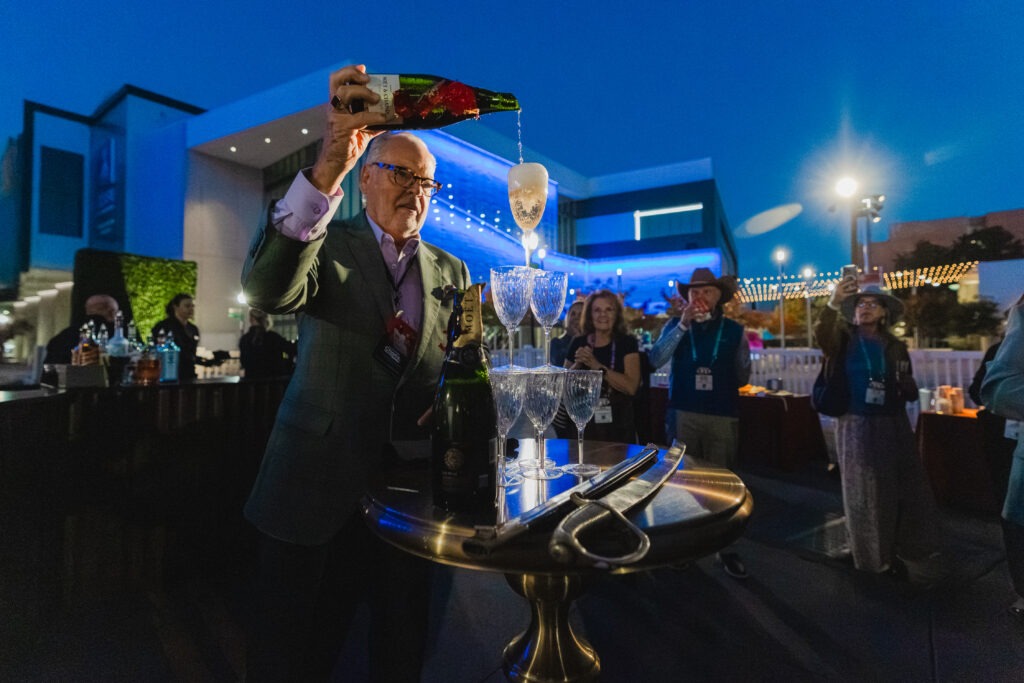 a Champagne Tower at the Epicurean Experience in Sacramento