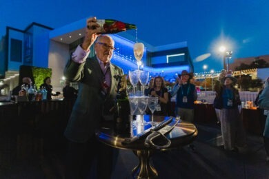 a Champagne Tower at the Epicurean Experience in Sacramento